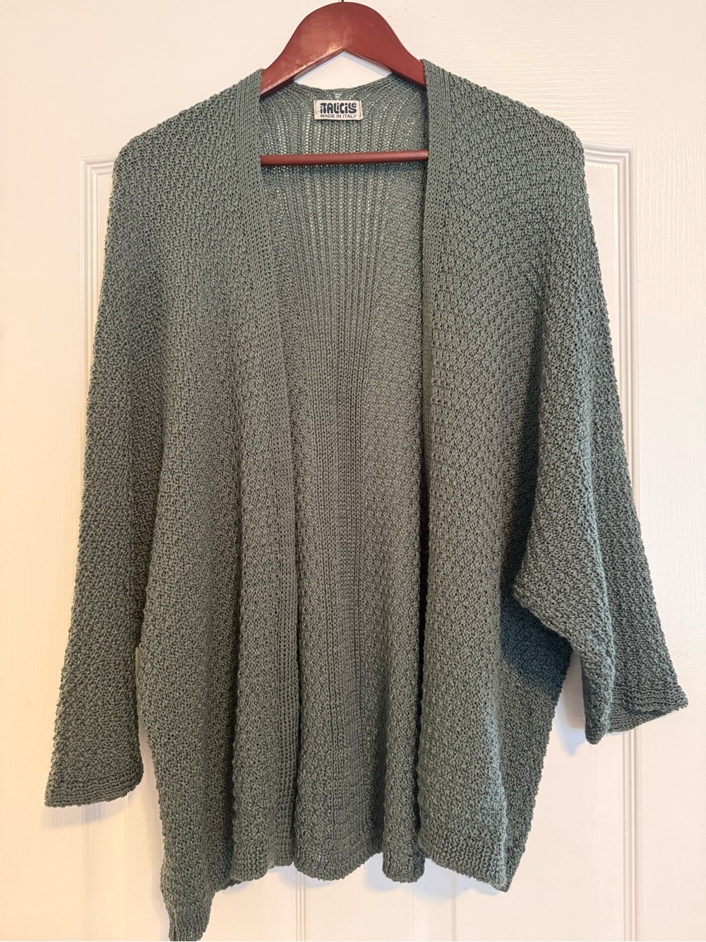 Open-Front Sage Green Knit Cardigan Sweater